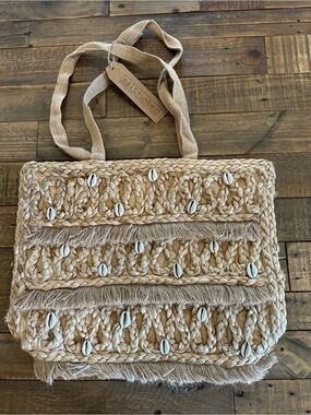 Salt + Umber Isla Jutes Sea Shell Tote Bag New with Tag